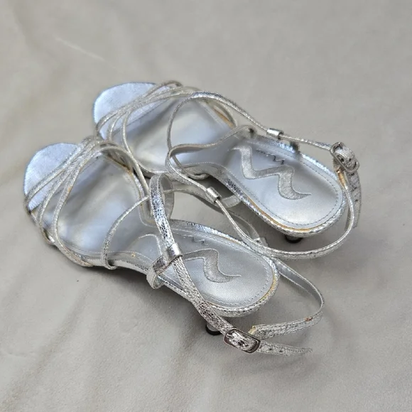 Nina Silver Strappy Heels - Picture 3 of 8